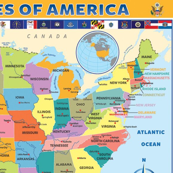 New sealed Eurographics 200pcs Puzzle-- Map of the USA - Picture 4 of 12